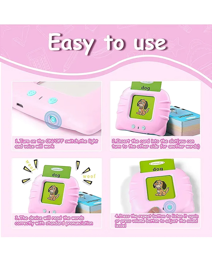 Interactive Talking Flash Cards for Kids – Learn Words with Sounds | USB Rechargeable