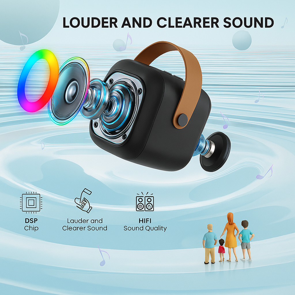 Premium Wireless Karaoke Microphone with Bluetooth Speaker & LED Lights – 8W Party Mic