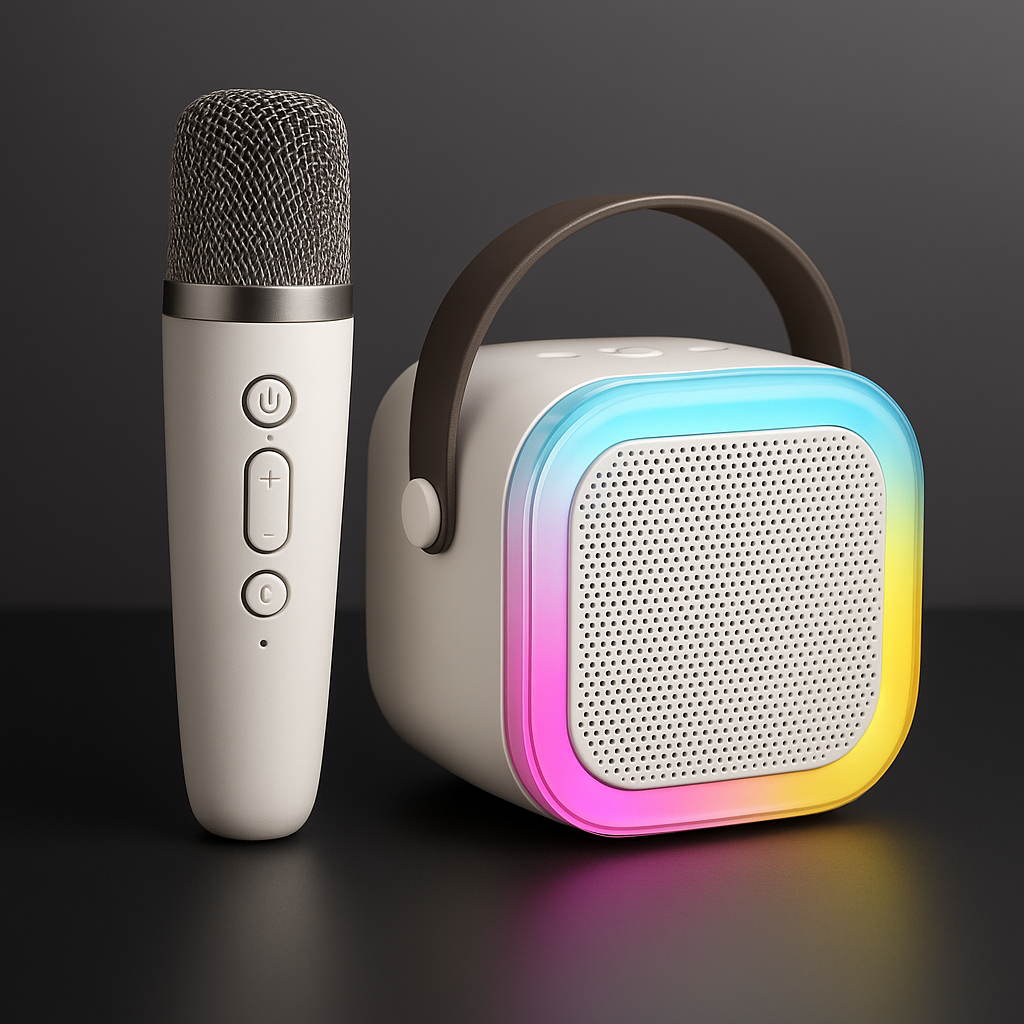 Premium Wireless Karaoke Microphone with Bluetooth Speaker & LED Lights – 8W Party Mic