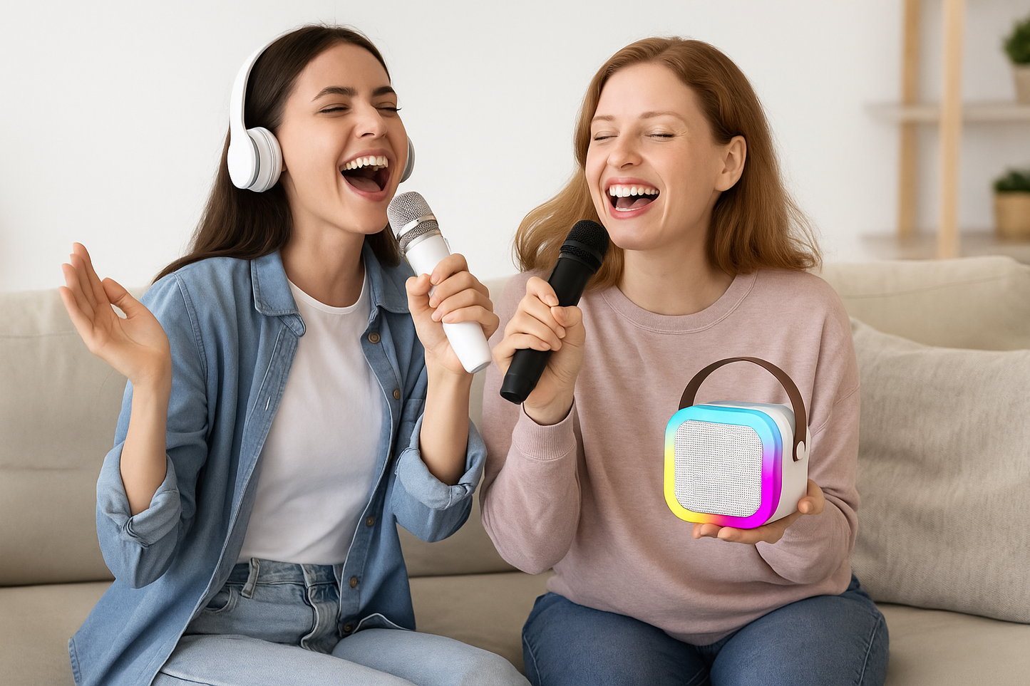 Premium Wireless Karaoke Microphone with Bluetooth Speaker & LED Lights – 8W Party Mic